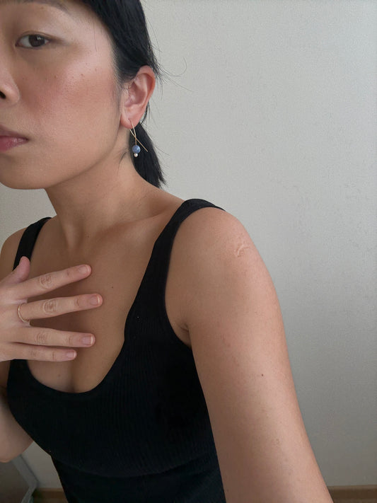 Denim Pearl Fisher Earrings