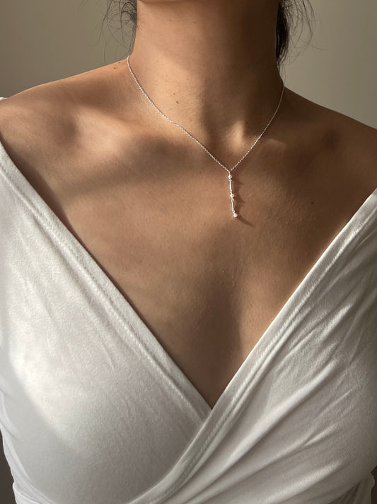 Bar and Pearl Drop Necklace